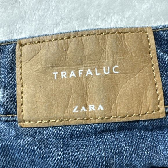 Zara Womens Blue Jean Denim Trafaluc Pockets Distressed Mini Skirt Size Small 26 - Picture 10 of 15